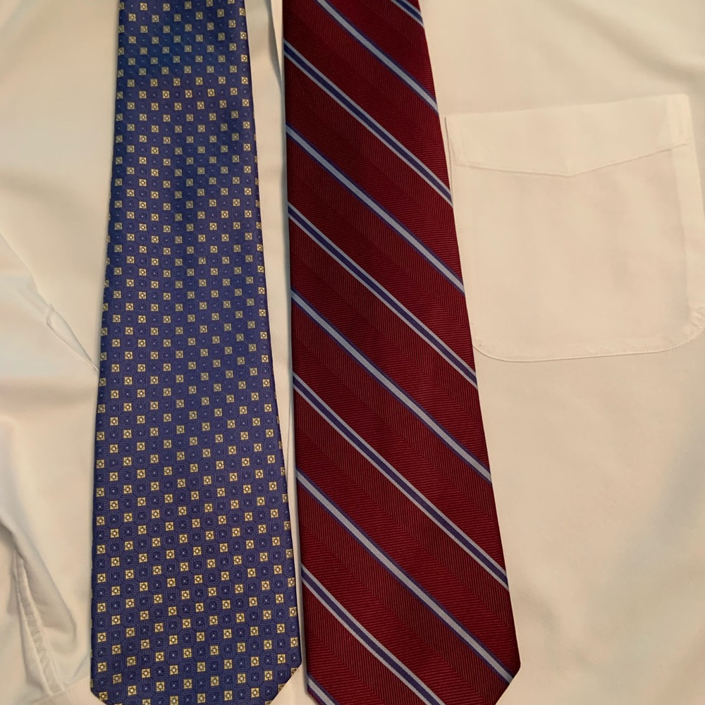 Brooks Brothers 346 Ties - Blue Geometric and Red Striped